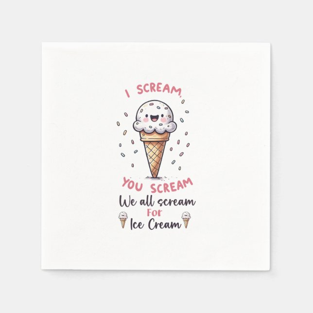 Cute Ice Cream Pun  Napkin (Front)