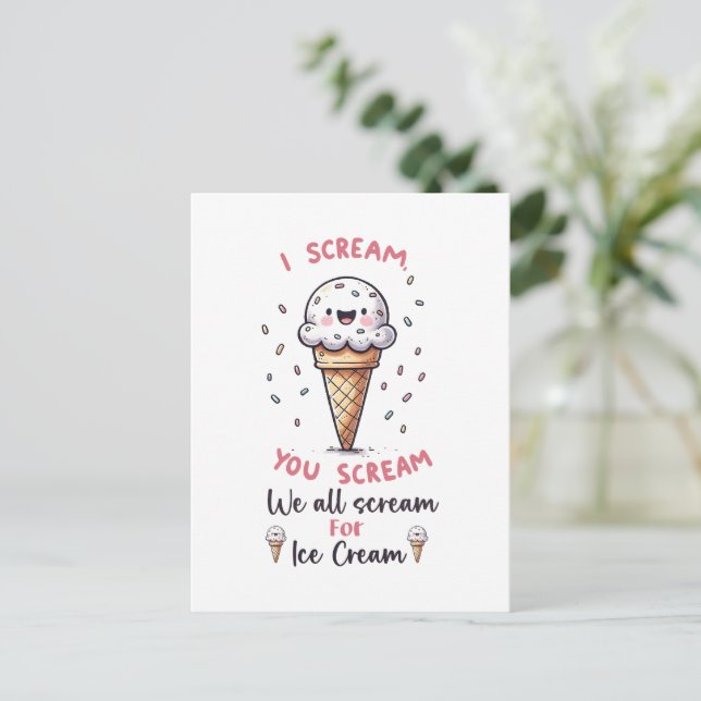 Cute Ice Cream Pun  Postcard (Standing Front)