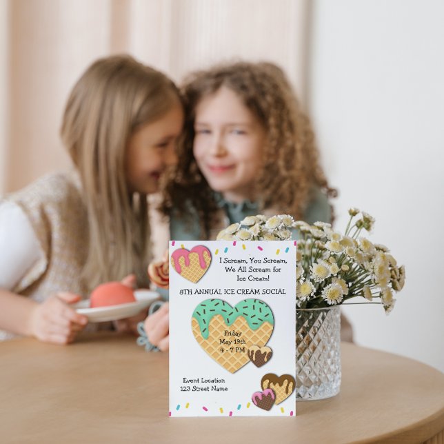 Cute Ice Cream Social Party Invitation (Creator Uploaded)