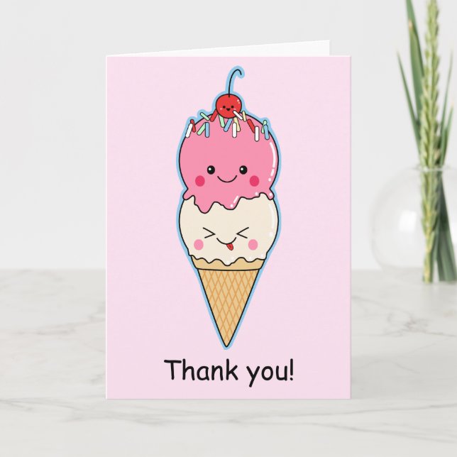 Cute Ice Cream Thank You Card (Front)