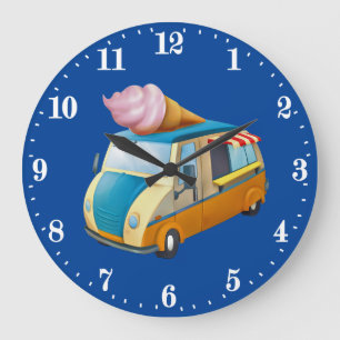 Cute ice cream truck decor large clock