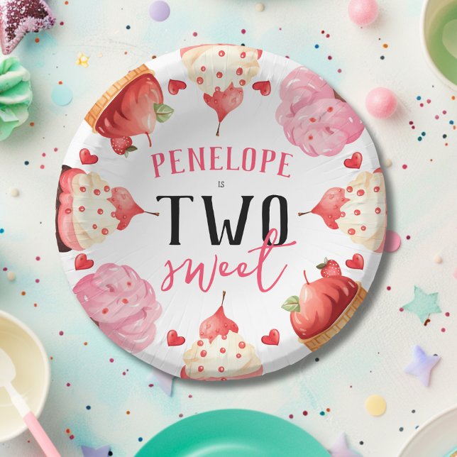 Cute Ice Cream Two Sweet Girls Birthday Party Paper Plate (Creator Uploaded)