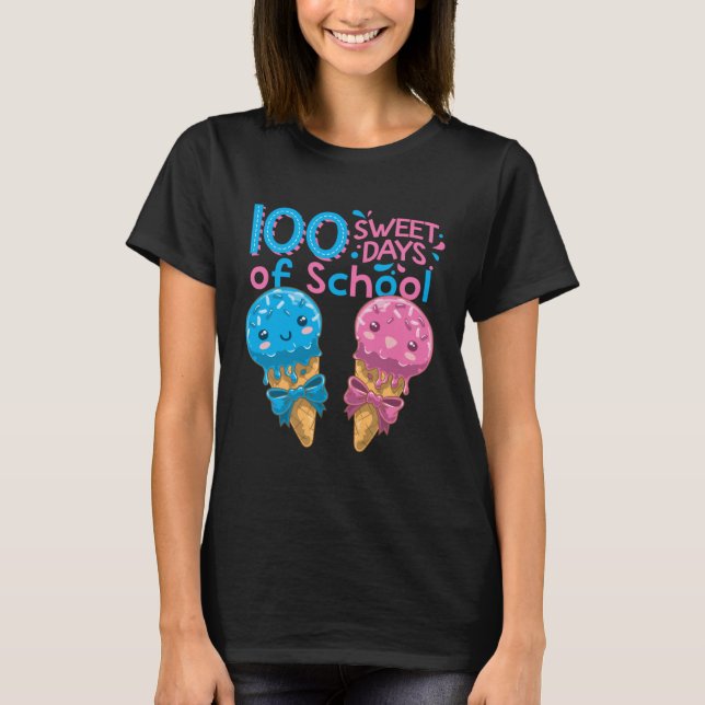 Cute ice creams 100 sweet days from school girls T-Shirt (Front)