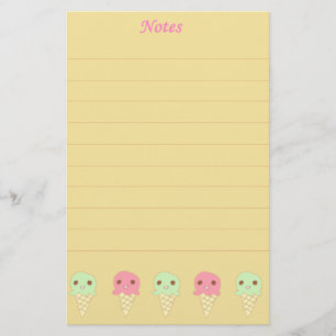 Cute Ice Creams Orange Stationery