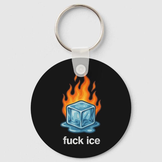 Cute Ice Cube On Fire For Ice Protest Deportation  Key Ring (Front)