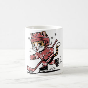 Cute Ice Hockey Cat Player – Fun Sports Cartoon De Coffee Mug