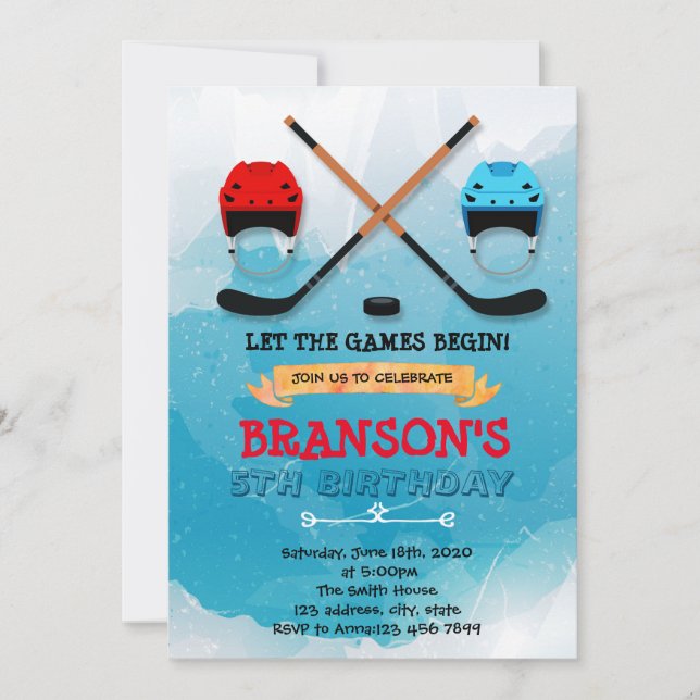 Cute ice hockey Invitation (Front)