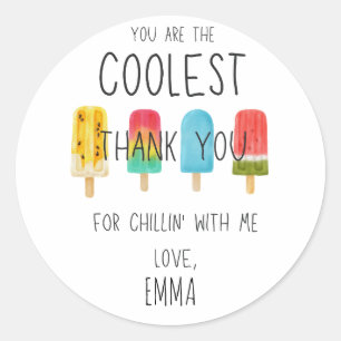 Cute Ice pop birthday Thank you Favour Classic Round Sticker