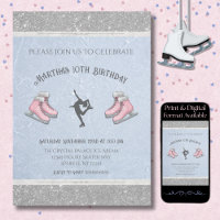 Cute Ice Rink Party Figure Skating Birthday