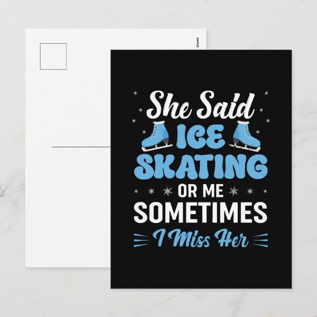 Cute Ice Rink Synchronised is Calling Holiday Postcard (Front/Back)