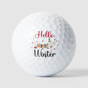 Cute ice skating dog golf balls