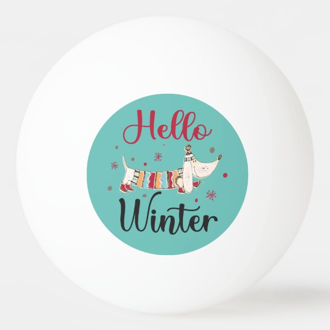 Cute ice skating dog ping pong ball (Front)