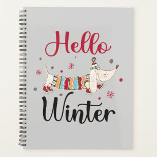 Cute ice skating dog planner