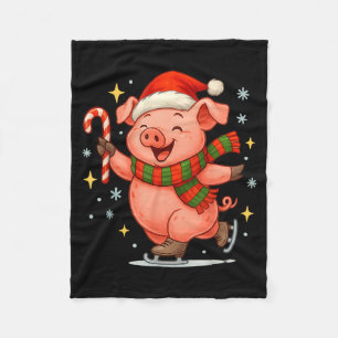 Cute Ice Skating G Funny Santa Christmas Holiday Fleece Blanket