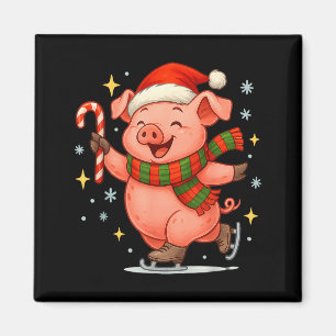 Cute Ice Skating G Funny Santa Christmas Holiday  Magnet