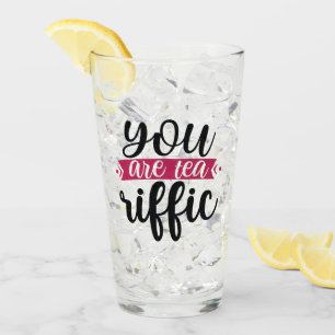 cute iced tea lovers word art glass