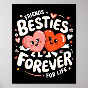 Cute Ies Forever Hearts Friendship Girls Valentine Poster