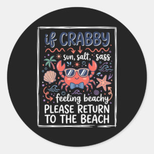 Cute If Crabby Beach Crab With Sungles And Bow Tie Classic Round Sticker