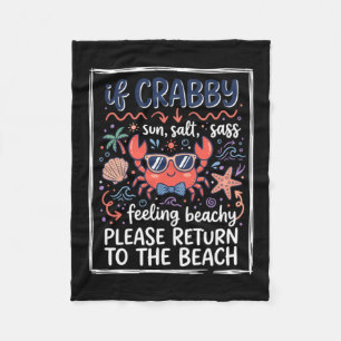 Cute If Crabby Beach Crab With Sungles And Bow Tie Fleece Blanket