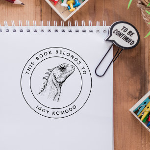 Cute Iguana Baby This Book Belongs To Kid's Name Self-inking Stamp