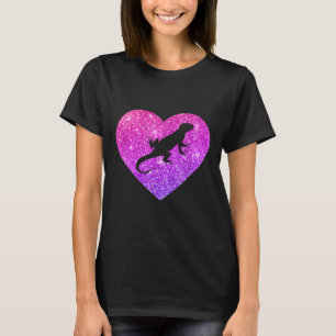 Cute Iguana Heart For Girls Teens And Women T-Shirt