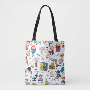 Cute Illustrated Back to School Children Tote Bag