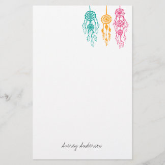 Cute Illustrated Bohemian Dreamcatchers Monogram Stationery