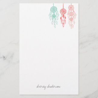 Cute Illustrated Bohemian Dreamcatchers Monogram Stationery
