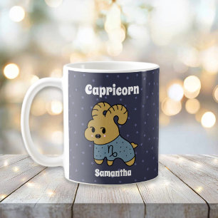 Cute Illustrated Capricorn Zodiac Personalised Coffee Mug