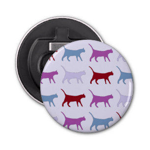 Cute Illustrated Cats Walking Purple Pattern Bottle Opener