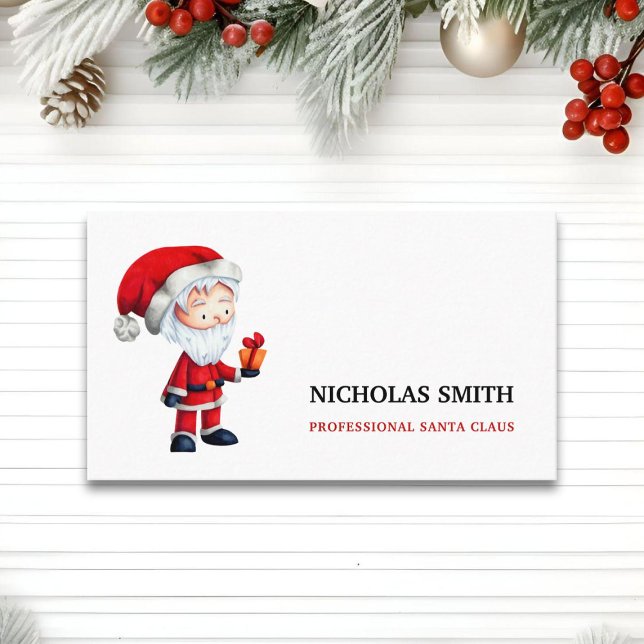Cute Illustrated Christmas Santa Claus  Business Card (Creator Uploaded)
