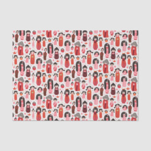 Cute Illustrated Japanese Kokeshi Tissue Paper