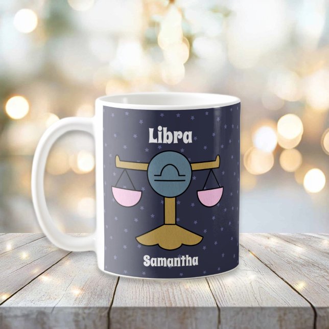 Cute Illustrated Libra Zodiac Personalised Coffee Mug (Cute Illustrated Libra Zodiac Personalized Coffee Mug
)
