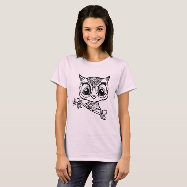 Cute Illustrated Owl T-Shirt (Front Full)