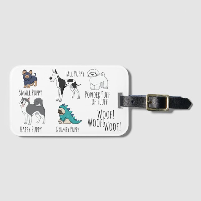 Cute Illustrated Puppy Dogs Poem Luggage Tag (Front Horizontal)