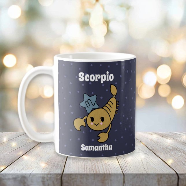 Cute Illustrated Scorpio Zodiac Personalised Coffee Mug (Cute Illustrated Scorpio Zodiac Personalized Coffee Mug
)