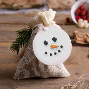 Cute Illustrated Snowman Face Classic Round Sticker