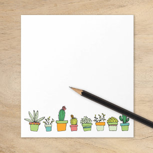 Cute Illustrated Succulent Garden Border Notepad
