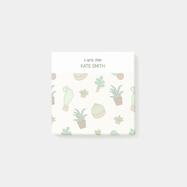 Cute Illustrated Succulents and Cactus Post-it Notes (Front)