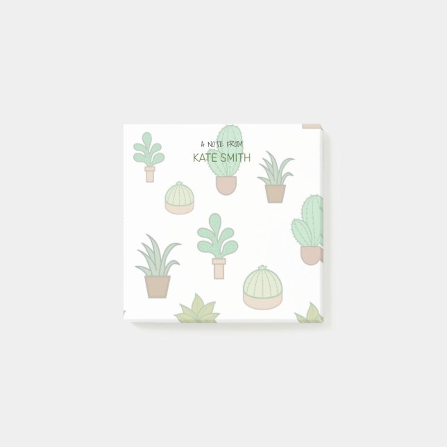 Cute Illustrated Succulents and Cactus Post-it Notes (Front)
