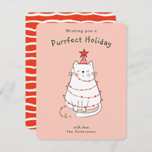 Cute Illustration Cat Holiday Card