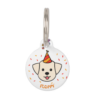 Cute Illustration Dog   Custom Round Small Pet Tag