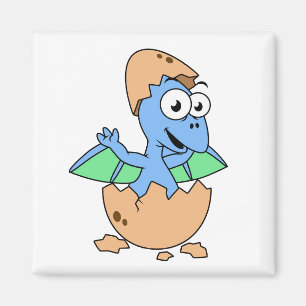 Cute Illustration Of A Baby Pterodactyl Hatching. Magnet