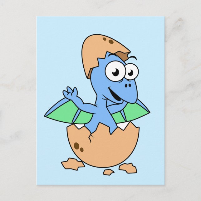 Cute Illustration Of A Baby Pterodactyl Hatching. Postcard (Front)