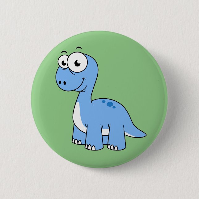 Cute Illustration Of A Brontosaurus. 6 Cm Round Badge (Front)