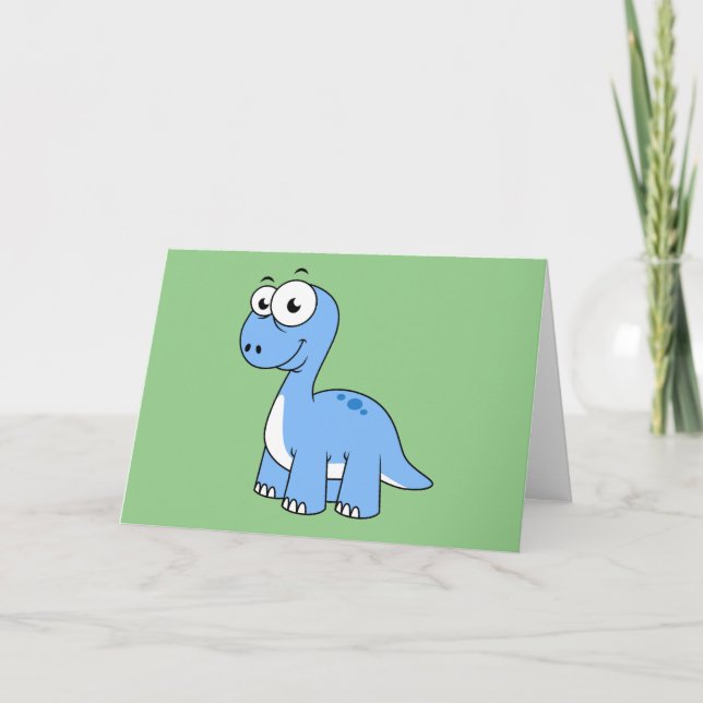 Cute Illustration Of A Brontosaurus. Card (Front)
