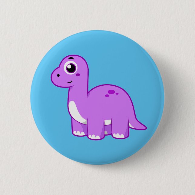Cute Illustration Of A Brontosaurus Dinosaur. 6 Cm Round Badge (Front)