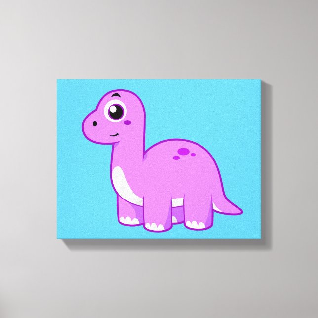 Cute Illustration Of A Brontosaurus Dinosaur. Canvas Print (Front)
