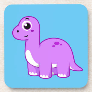 Cute Illustration Of A Brontosaurus Dinosaur. Coaster
