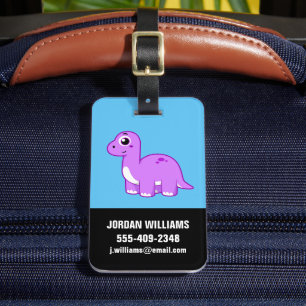 Cute Illustration Of A Brontosaurus Dinosaur. Luggage Tag